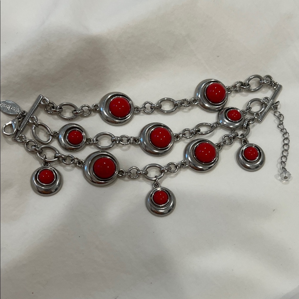 WHBM Elegant Silver and Red Bracelet